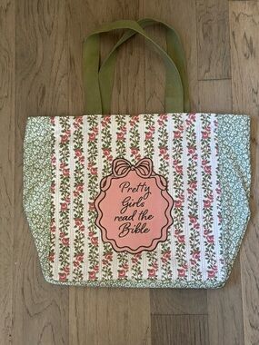 Laura Ashley Pink and Green Floral Tote Bag